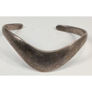 Taxco 925 Sterling Silver Wishbone Chevron V Shape Cuff Bracelet Bangle 21g